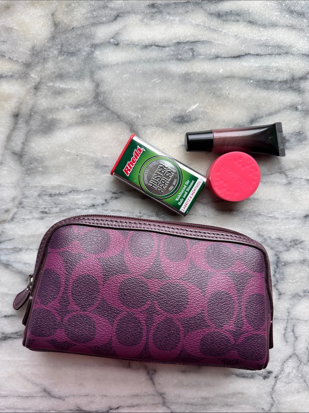 Coach Plum Logo Cosmetic Pouch
